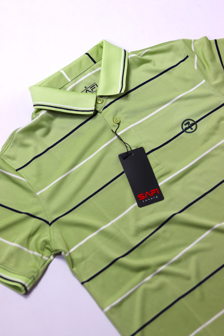 Multi-Color Cotton Stripes Polo Shirt. 3 piece