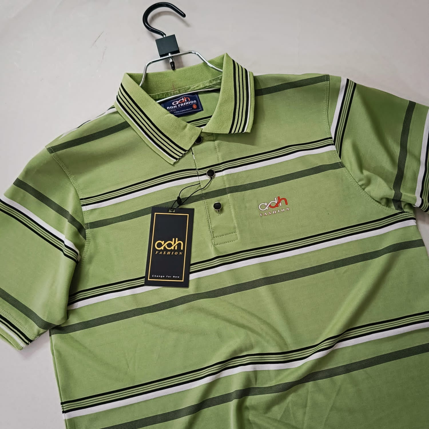 Multi-Color Cotton Stripes Polo Shirt. 3 piece